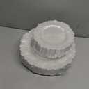 U-QE 60PCS White Plastic Plates - Pearl White Plates Disposable&Reusable - Heavy Duty Plastic Plates for Party&Wedding Including 30 Dinner Plates 10" & 30 Appetizer Plates 7"