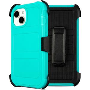 for Defender iPhone 15 Case with Clip,for Holster iPhone 15 Case with Kickstand,for Heavy Duty iPhone15 Phone Cases Rugged,2 Layers of Sturdy for Phone Cases iPhone15Case Protective (Turquoise)