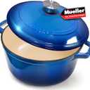 MELLERHOME 4.5 QT Enameled Cast Iron Dutch Oven, Heavy-Duty Casserole Dish and Braiser Pan with Lid and Stainless Knob, Safe for All Cooktops, Aqua Blue