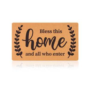 Bless This Home and All Who Enter Christian Door Mat for Front Door Outdoor Outside Entrance Porch, Religious Welcome Mats Doormats Outside, 17x30 Inches