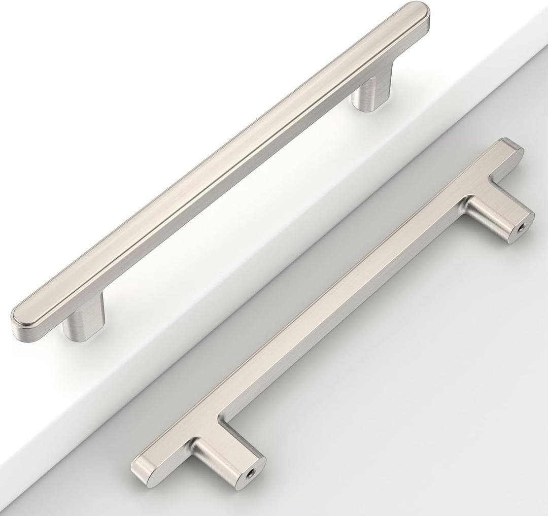 10 Pack 5''(128mm) Brushed Nickel Cabinet Handles Kitchen Satin Nickel Cabinet Pulls Drawer Dresser Hardware for Bathroom Cupboard CK0084