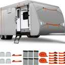 WASAGUN Travel Trailer RV Cover Fits 26.1'- 28.5', RV Cover Windproof 7 Extra Thick Layers Anti-UV Top, Zippered Door Panel, Rip-Stop Straps, 4 Tire Covers & 6 Gutter Covers, Orange