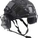Airsoft Helmet Set Fast Helmet with Tactical Headset and Helmet Cover Adjustable Outdoor Tactical Gear for Cosplay Paintball Hunting BB CS Game B Large