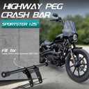 MoKitDora Sportster Crash Bar Engine Guard Flat Out Highway Bar 1.25" Fat Compatible with Harley 2004-2022 XL 1200 883 Models, Gloss Black