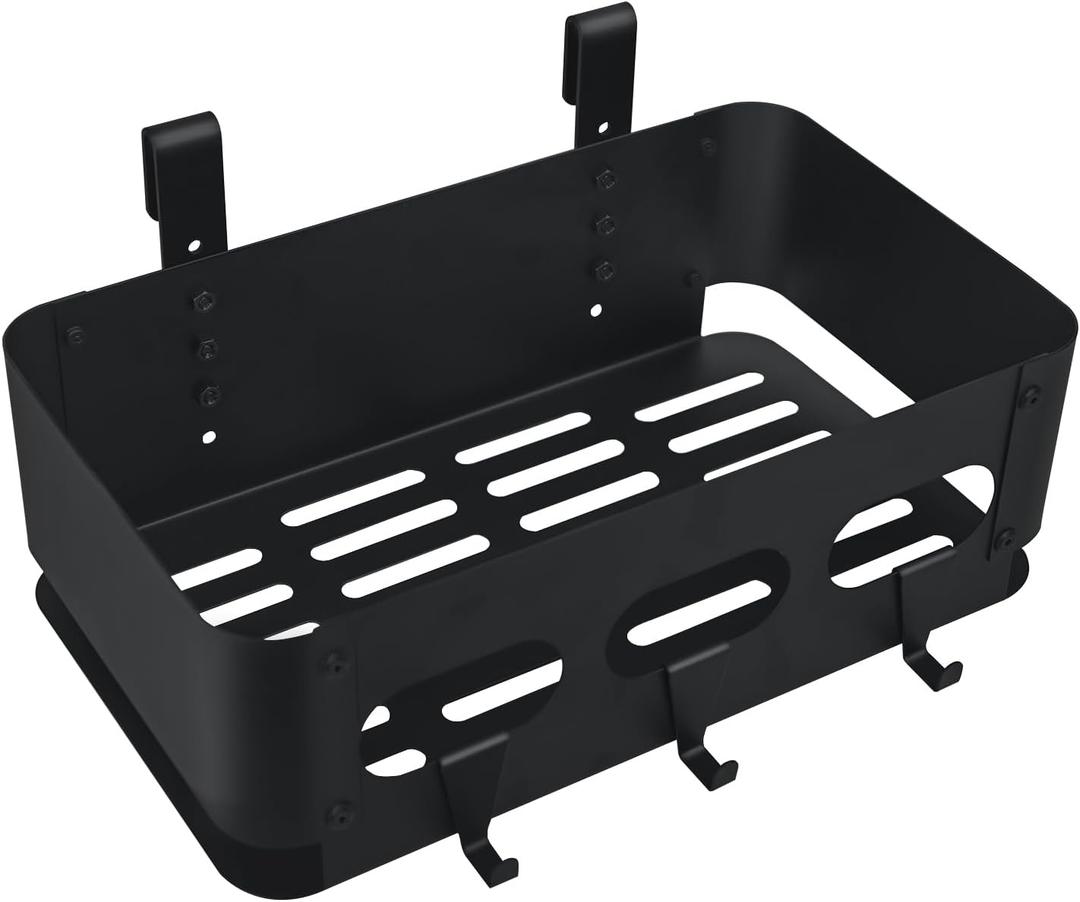 Grill Pallet Side Storage Bin Griddle Caddy Compatible with Traeger Pellet Grills With 3 Hangers and Height Adjustable Hook Pro series 22 34 Pro 575 Pro 780 Ironwood 885 Z-grills Pit boss Smoker