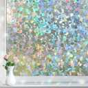 DOWELL Window Privacy Film Rainbow Film, Stained Glass Decorative Sticker, Static Cling Non-Adhesive Glass Clings, Sun Blocking Heat Control Window Coverings for Home Door, 23.6" x 78.7"