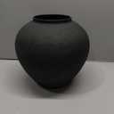 Black Large Round Vase Pottery Look for Home Decor, Arina Black Rustic Iron Vase Modern Farmhouse, Console Table Decor, Earthy Textured Metal Big Black Round Vases for Centerpieces, Jarrones Grandes