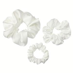 3 Pieces Satin Scrunchies Set for Hair No Crease Elastic Hair Ties for Women and Girls (White)