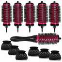 Detachable Round Hair Brush Set, 3 Sizes Barrel Styling Tool for Blow Drying with 6 Barrels 1 Handle 6 Clips, Different Hair Rollers, Click and Curl Blowout Brush to Create Your Hairstyle