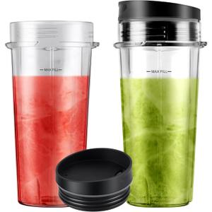 2-Pack 16oz Ninja Blender Replacement Cups with Sip Lids, Blender Replacement Parts Compatible with Nutri Ninja Blender BL770 BL780 BL660