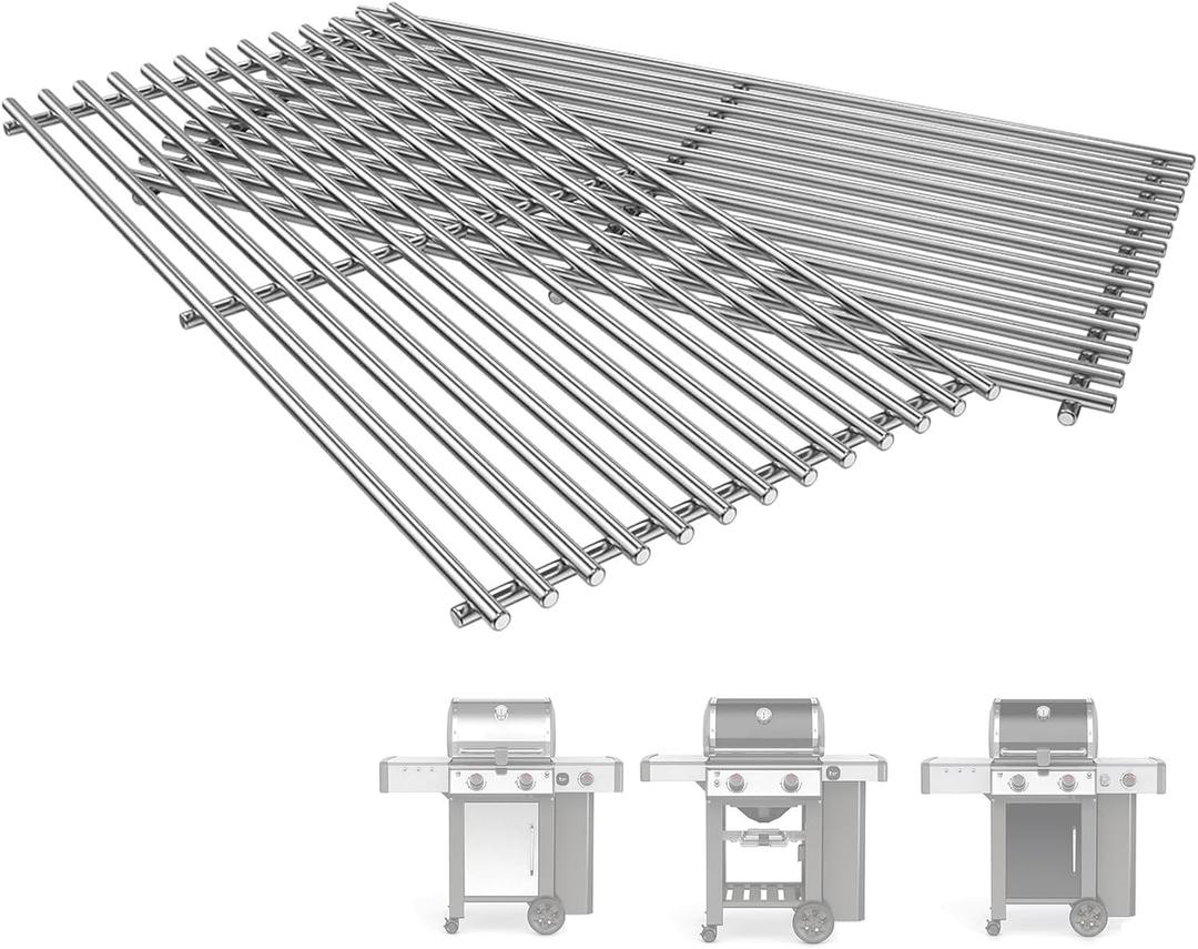 SafBbcue 66801 Stainless Steel Cooking Grates for Weber Genesis II E-210 LX S/E-240 Series Gas Grills 2017 and Newer, for Weber 60010001 65010001 60004001 65004001 66904 Grates