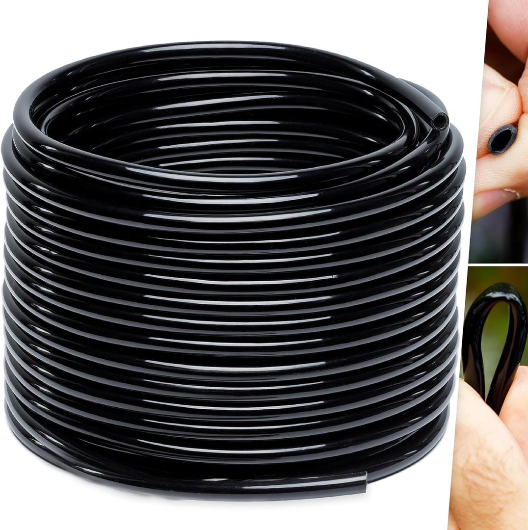 CARPATHEN 1/4 Drip Irrigation Tubing - 200 ft Black Drip Irrigation Hose Perfect for DIY Garden Irrigation System, Hydroponics, Misting, or as Blank Distribution Tubing for Any Garden Project