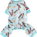 Dog Pajamas Onesie for Small & Medium Dogs - Polyester, Cozy, Wrinkle-Resistant Four-Legged Apparel (Light Blue, Small)