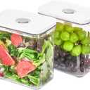 VAKUEN Premium Airtight Food Storage Containers, Rectangular 2PC-SET(2.11qt), Smart One-Click Seal Lid, 100% Leak Proof, Keep Food Fresh Longer, BPA-FREE, Dishwasher/Freezer & Microwave Safe