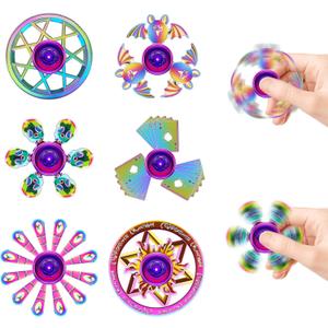 6 Pack Metal Fidget Spinner for Kids and Adults, Fidget Toys for Focus, Stress Relief, ADHD & Anxiety, Sensory Fidget Set for Blue Monday Relief