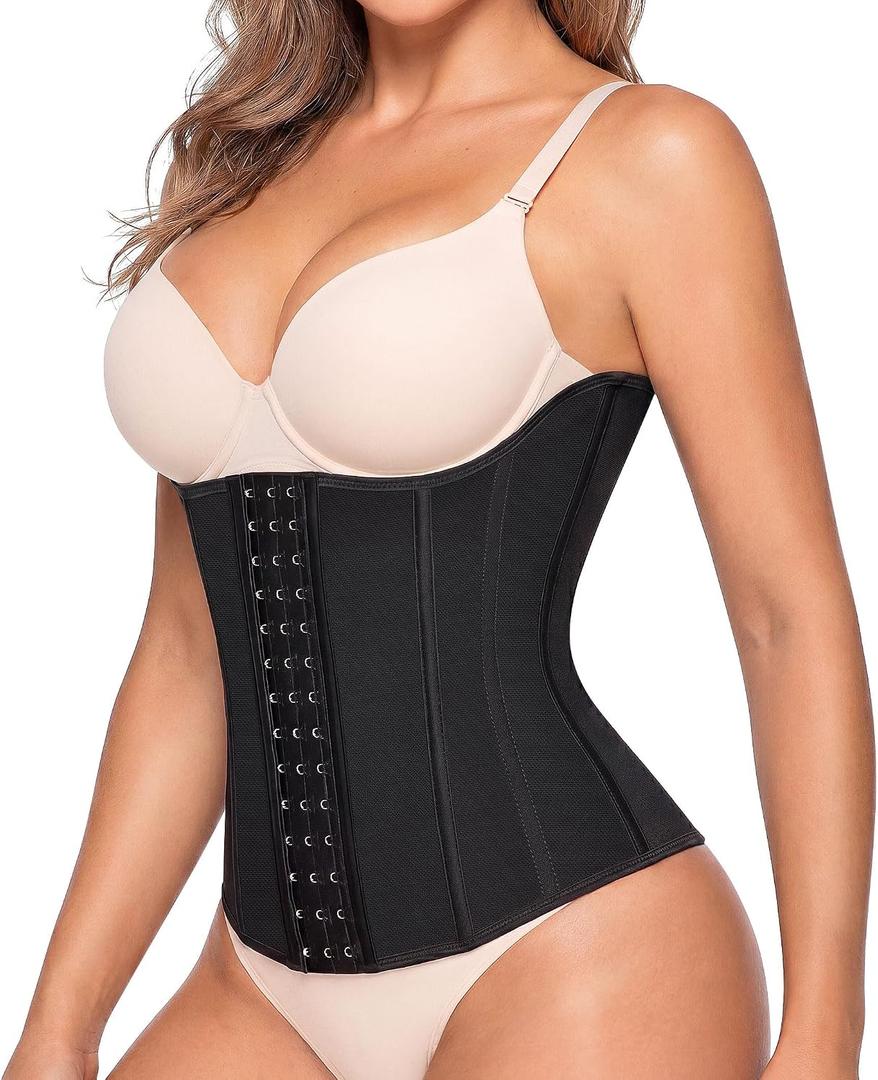 Nebility Waist Trainer for Women Corset Shapewear Tummy Control Waist Cincher Body Shaper Workout Girdle(XX-Large, Black)