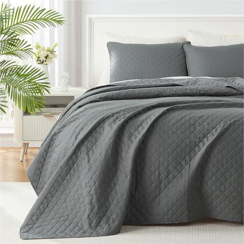 Homelike Moment California King Quilt Set, Lightweight Quilt, Cal King Size Quilts Grey