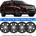 Wheel Skins Compatible with Ford Explorer 2011-2019; 18 inch Wheel Covers; Black Set of 4 Packs (Glossy Black)