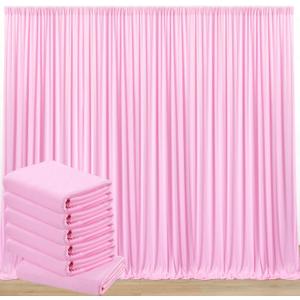 30 ft x 10 ft Wrinkle Free Baby Pink Backdrop Curtain for Parties, 6 Panels 5ftx10ft Thick Polyester Photo Backdrop Drapes for Baby Shower Birthday Party Photography Wedding Backdrop Stand