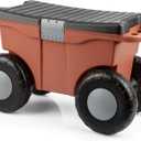 Pure Garden Rolling Garden Cart with Seat - Plastic Storage with Bench and Tool Tray - Gardening Stool for Weeding or Planting (Terracotta)