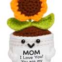 Gifts for Mom Mothers Day Cute Handmade Crochet Sunflower Pot with Message Card - Christmas Birthday for Mom from Daughter/Son