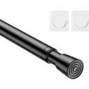 1Pack Spring Tension Curtain Rod 26-39 inch Black Adjustable Spring Rod Extendable Tension Rod For Kitchen, Bathroom, Window, Bookshelf, Closet
