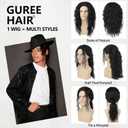 Long Black Curly Wig for Men Women 70s 80s Rock Retro Middle Part Wig for Cosplay Costume Halloween Party Daily Use