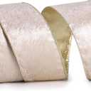 Champagne Velvet Ribbon Wired 2.5" x 10 Yards Gold Christmas Tree Ribbon Decor, Wreaths, Crafts, Home Decor, Gift Wrapping, Garlands