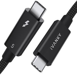 IVANKY | Intel Certified | Thunderbolt 5 Cable 3.3ft, up to 120Gbps and 240W, Premium Braided Thunderbolt Cable 80Gbps, Compatible with Thunderbolt 4/3, USB4, MacBook M5 Pro, iPhone 17/16/15-3.3FT