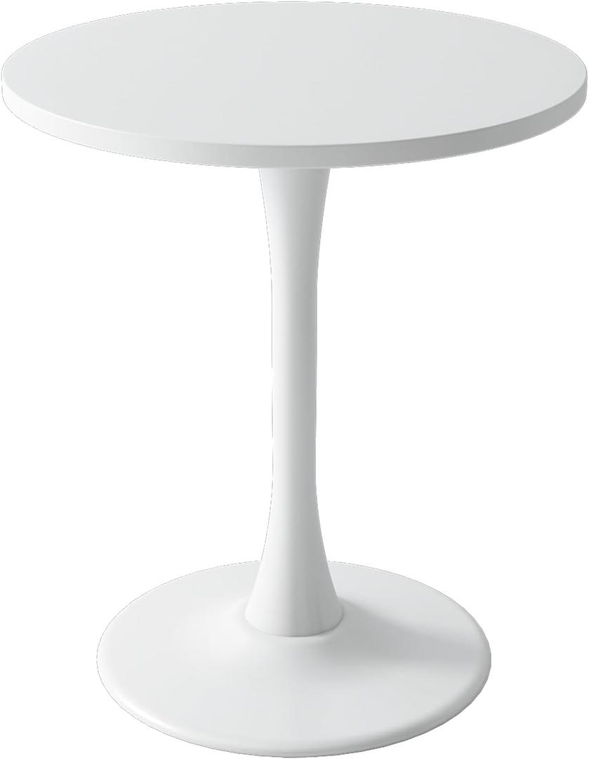Modern White Round Dining Table 24 inch, White Tulip Round Table for Two People, Mid Century Round Coffee Table for Living Room and Kitchen
