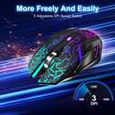 Wireless Gaming Mouse, Rechargeable Wireless Computer Mouse with Type-C Fast Charging, Ergonomic Mouse with 3 Adjustable DPI, 6 Silent Buttons, LED Light, Long Battery Life for Laptop, PC, Mac