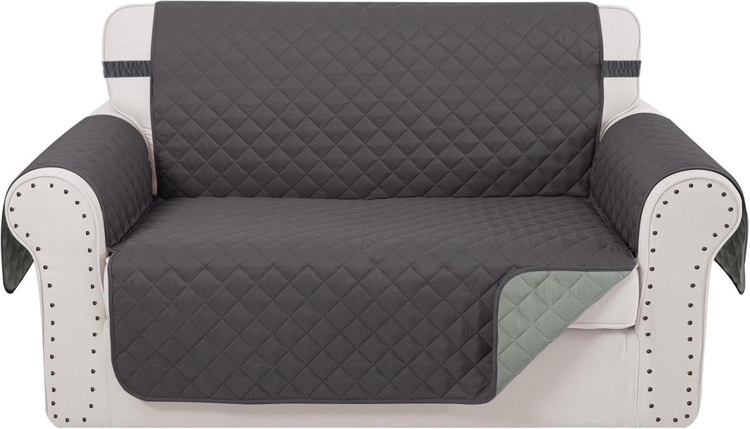 Reversible Loveseat Sofa Covers Couch Cover Furniture Protector for 2 Cushion Couch Sofa(Loveseat, Dark Grey/Light Grey) (Loveseat - Oversized (54"))