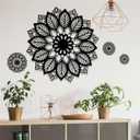 Large Black Mandala Wall Decals Flower Wall Stickers Removable Peel and Stick Bedroom Living Room Dining Room Wall Art Murals Kids Baby Nursery Wall Decor Home Decoration