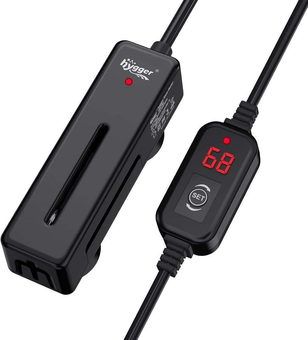 hygger Mini Fish Tank Submersible Heater 20W for 1-5 Gallons Desktop Betta Aquarium Heater with Digital Display Controller Adjustable Temperature (20 Watt)
