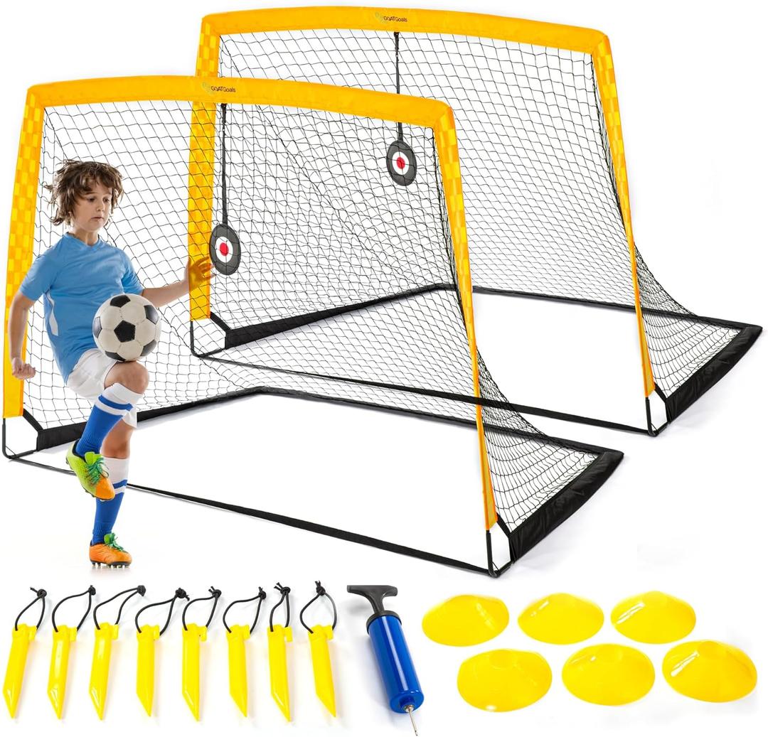 Premium Backyard Soccer Goal Set  Includes Portable Pop-Up Goals, Heavy-Duty Nets, Training Balls, and Full Equipment for Kids and Toddlers  Ideal for Outdoor Play & Skill Development (6'x4' (pack of 2))