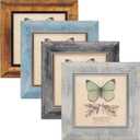XUANLUO 5x5 Picture Frames Set of 4 Rustic Retro Photo Frame with HD Plastic Cover for Wall Mount and Tabletop Display Family Friends Wedding Gift (Mix Color-4pcs)