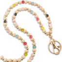 Smile Teacher Lanyard for Women ID Badges and Keychain Cute Happy Wood and Metal Beaded Lanyard Badge Holder