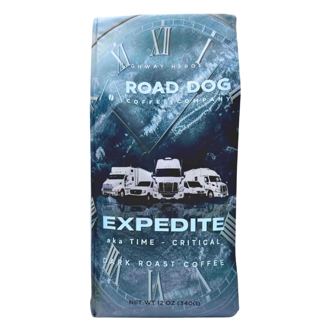 Road Dog Coffee Company, Expedite Dark Roast, Ground Coffee 12 oz Bag