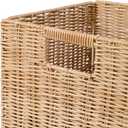 10.5 x 10.5 in Plastic Wicker Baskets for Cube Storage, Collapsible Square Wicker Storage Basket Set of 3, Rattan Storage Cube, Square Baskets for Shelves - Khaki