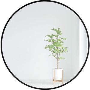 24 inch Round Mirror Black Metal Framed Wall Mount Bathroom Vanity Real Glass Circle Mirror for Home, Entryway, Living Room, Bedroom