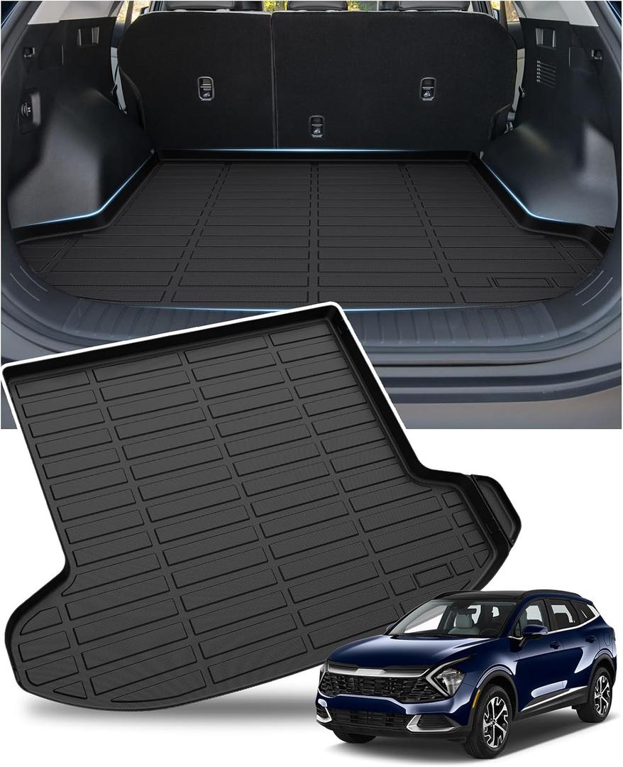 Sunsdrew Trunk Cargo Liner for 2023-2025 Kia Sportage Accessories (Include Hybrid), Rear Cargo Mat Trunk Mat All Weather Protection TPE Rubber Raised Edge (Not for PHEV)