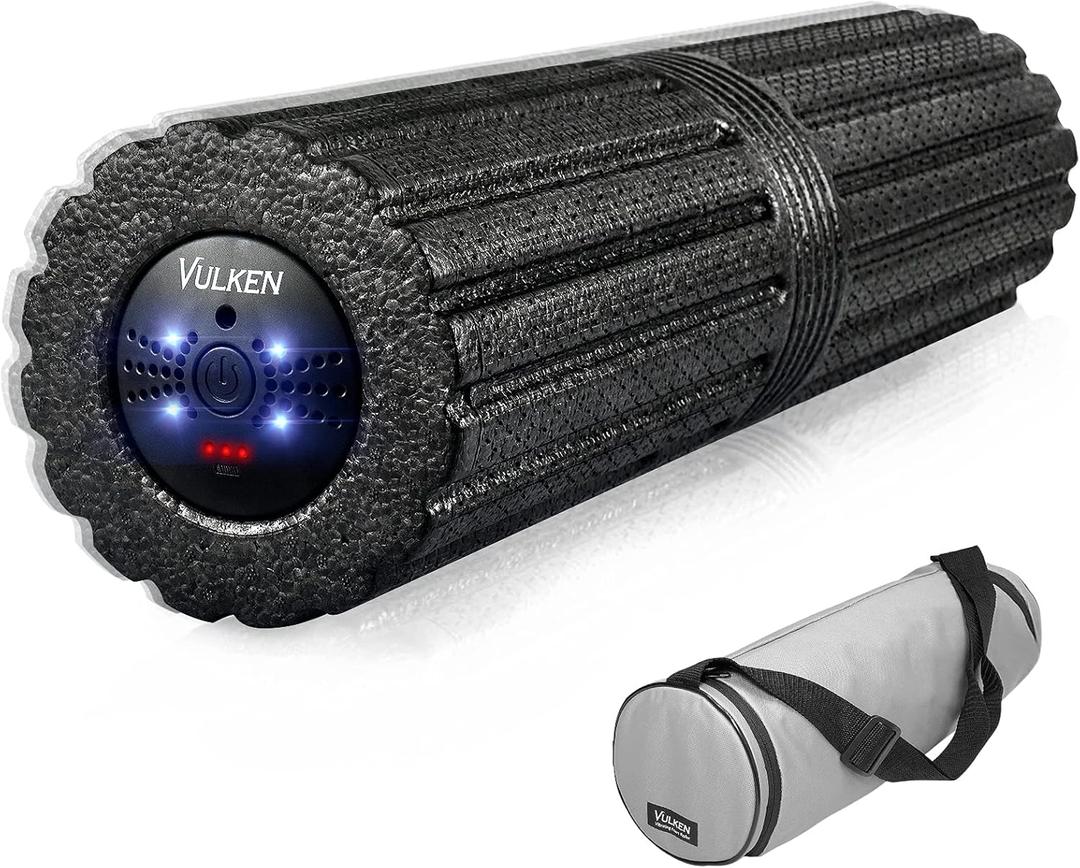 Vulken Extra Long 17 Vibrating Foam Roller 4 Speeds 3800RPM High Intensity Quick Charge Electric Foam Roller Tissue Massager for Muscle Recovery