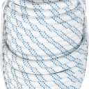High Strength Braid Cord Nylon Pulling Rope Polyester Rope Multipurpose Bull Arborist Rigging 3/4in x 150ft White Grey Blue