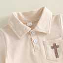 Toddler Baby Boy 4th Of July Outfit Summer Clothes American Flag Short Sleeve Lapel Shirt Plaid Shorts Set (2-3T, Khaki Cross)