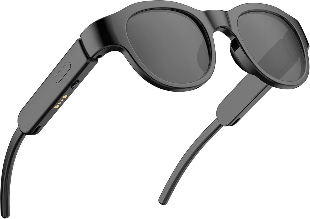 Smart Glasses for Kids, Polarized Sunglasses with Bluetooth Speaker, Athletic/Outdoor UV Protection and Voice Control, Kids Ages 6-12 (Grey Lens) (Black)