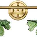 2 Light Bathroom Vanity Lights Over Mirror, Gold Wall sconces with Green Glass Shade Bathroom Sconce mid Century Wall Sconce Light Vintage Wall Lighting Fixture for Bedside Bedroom Doorway