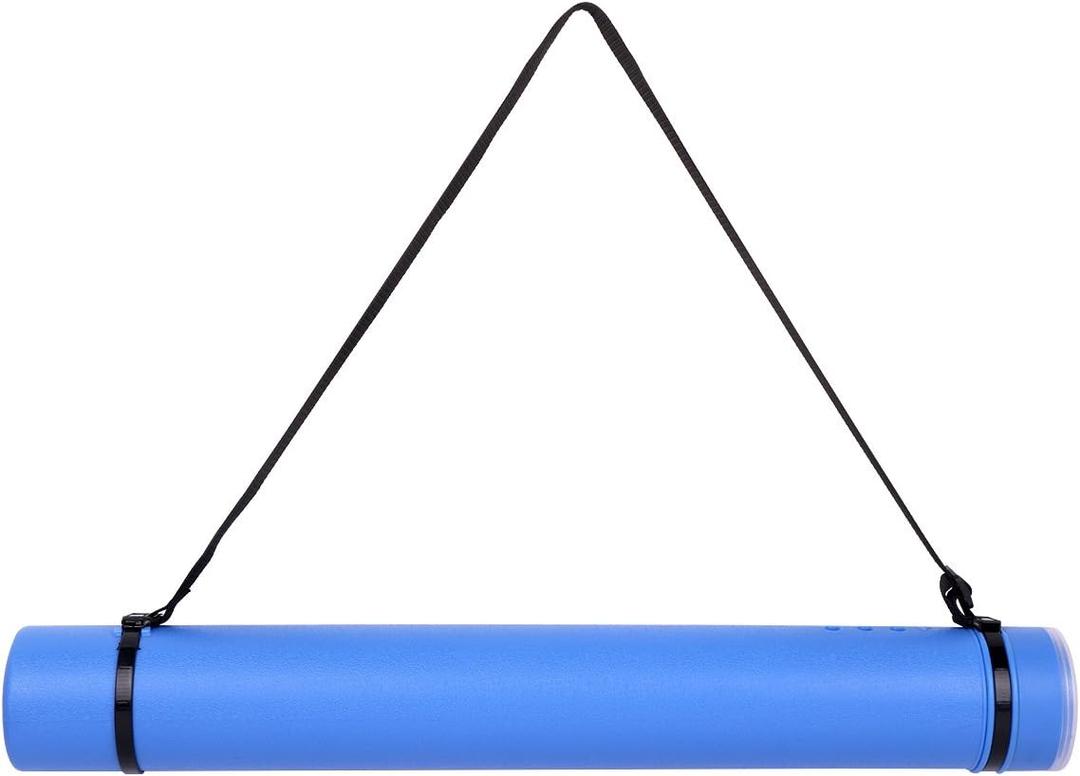 TRANSON Durable Poster Storage Tube with Straps 24"-40" Extendable for Blueprints, Artwork, Maps, Posters Color Blue