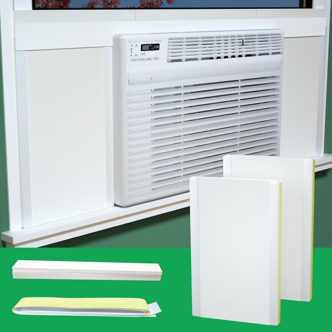 Window Air Conditioner,Side Insulated Foam Panel, Summer/Winter Heat and Draft Insulating,Full Surround Insulation Panels Window Seal with 4 pressure strips 2PIC Thickness 0.79in