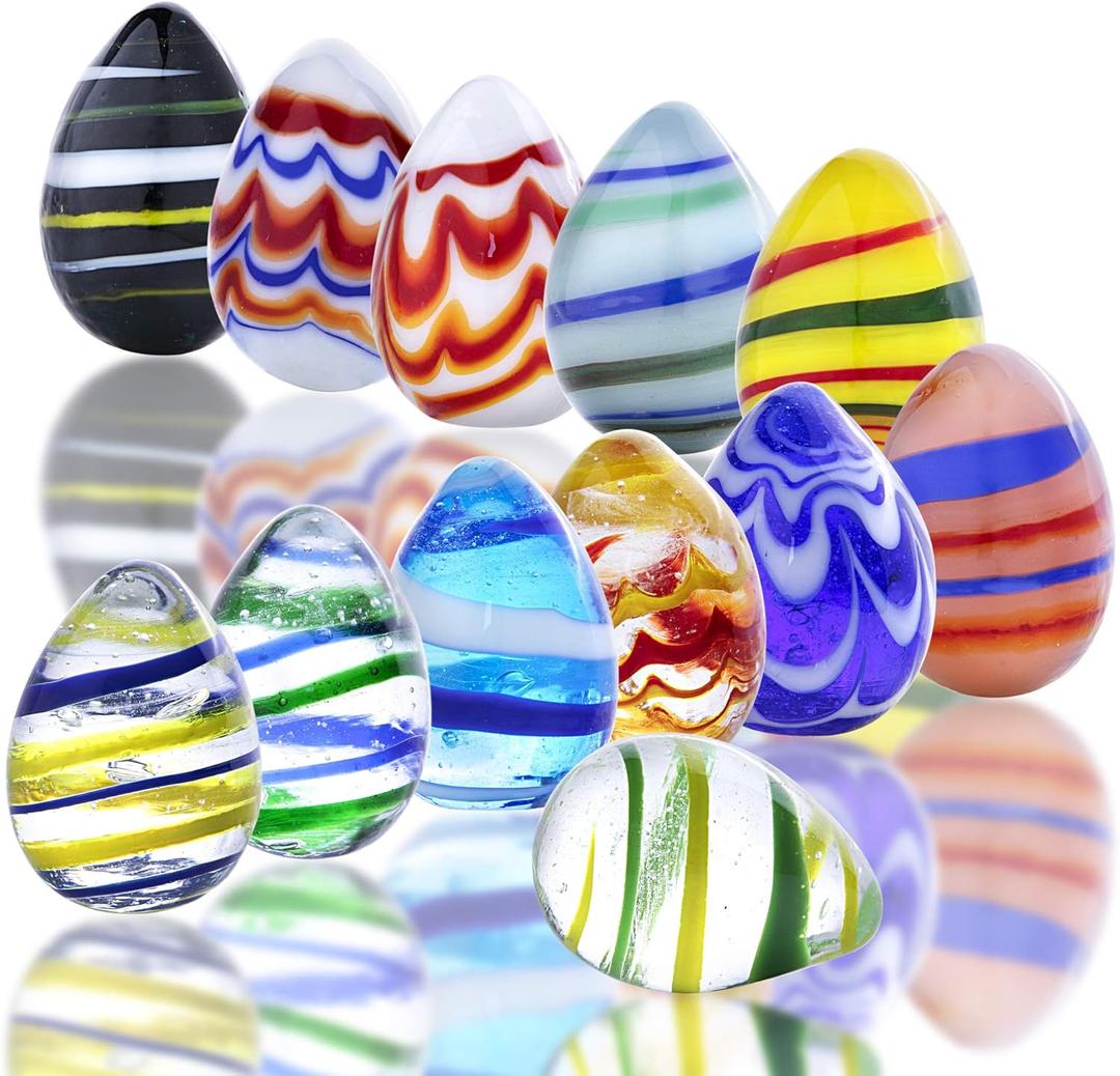 HDCRYSTALGIFTS Crystal Eggs Handmade Tiny Eggs Decorative Home Decoration Collectible Figurines for Boy Girl Party Favor Craft (12 pcs) (Colorful-1)