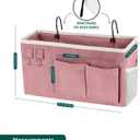 Bedside Caddy Organizer Hanging Storage Bag with Pockets for Books, Magazines, Phone, Tablet & Water Bottle  Bedside Storage for Dorm, Bunk Beds, Hospital Beds & Cribs, Pink